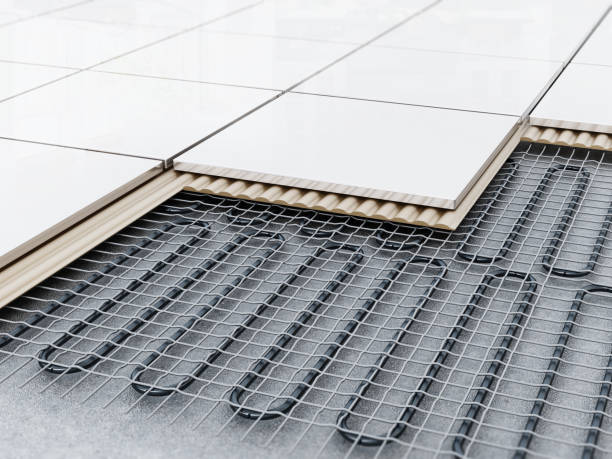 Underfloor heating system installation.